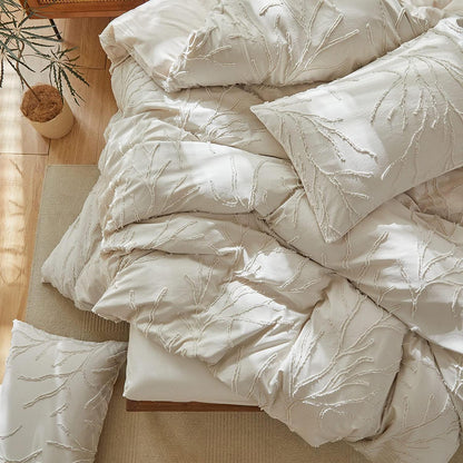 GETIYA Zweig Bettwäsche Set 135x200 Beige Mikrofaser