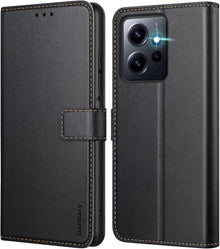 Handyhülle Xiaomi Redmi Note 12 4G Leder Klapphülle Schwarz