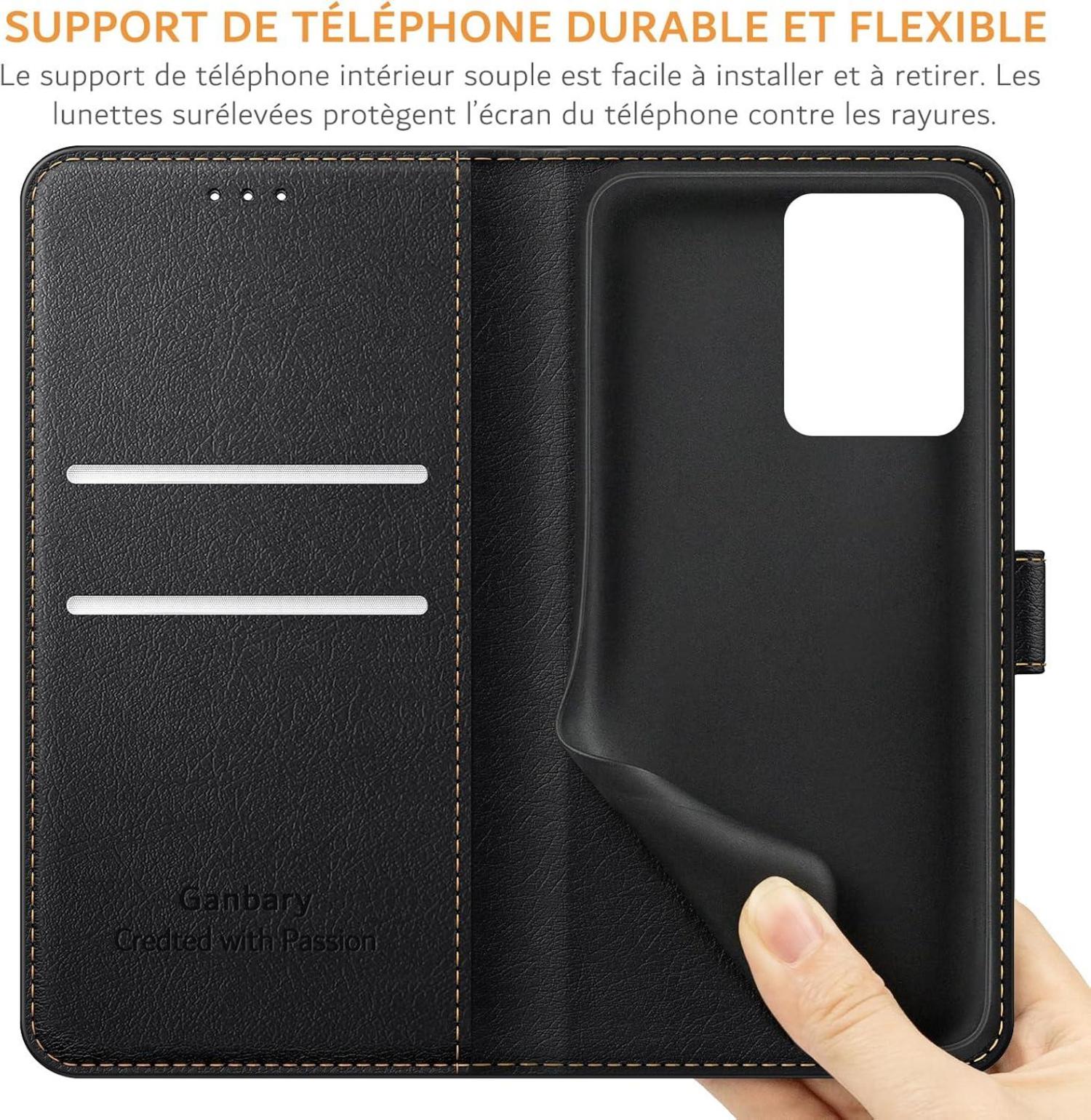Xiaomi Redmi Note 12 4G Hülle Schwarz Leder Klapphülle Standfunktion