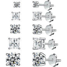 925 Sterling Silber Ohrstecker Set für Damen, 5 Paar, Zirkonia, Hypoallergen