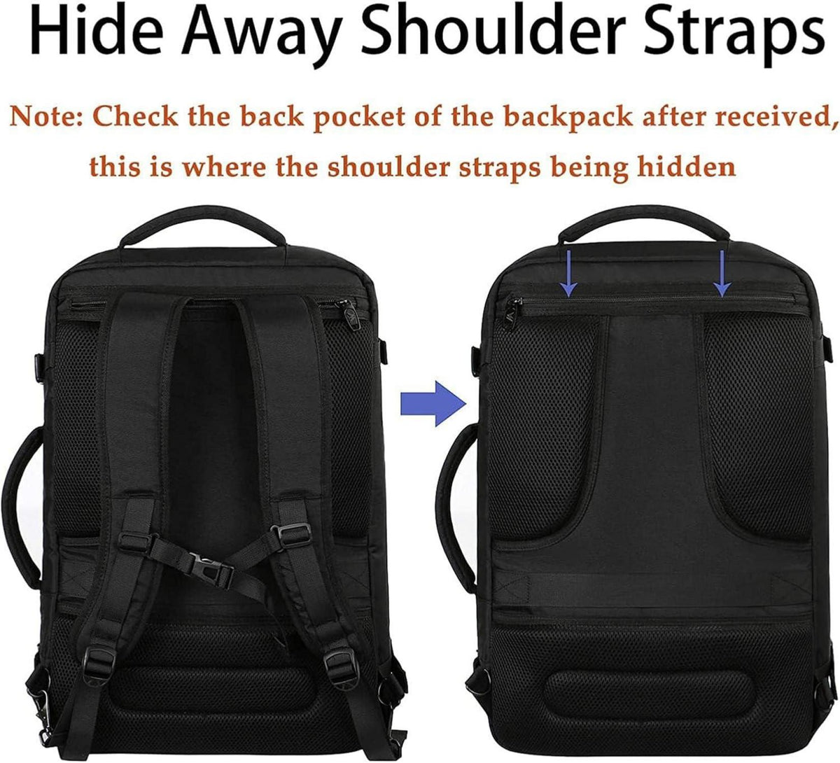 Reiserucksack Handgepäck Flugzeug erweiterbar 50x35x20cm Schwarz