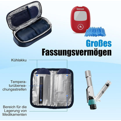 Insulin Kühltasche Reise mit 3 Kühlakkus für Diabetiker