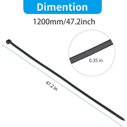 25x Lange Kabelbinder 1200mm – Weiß, 80kg Zugfestigkeit