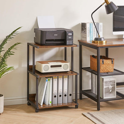 2-Tier Printer Stand with Wheels for Home Office Organization