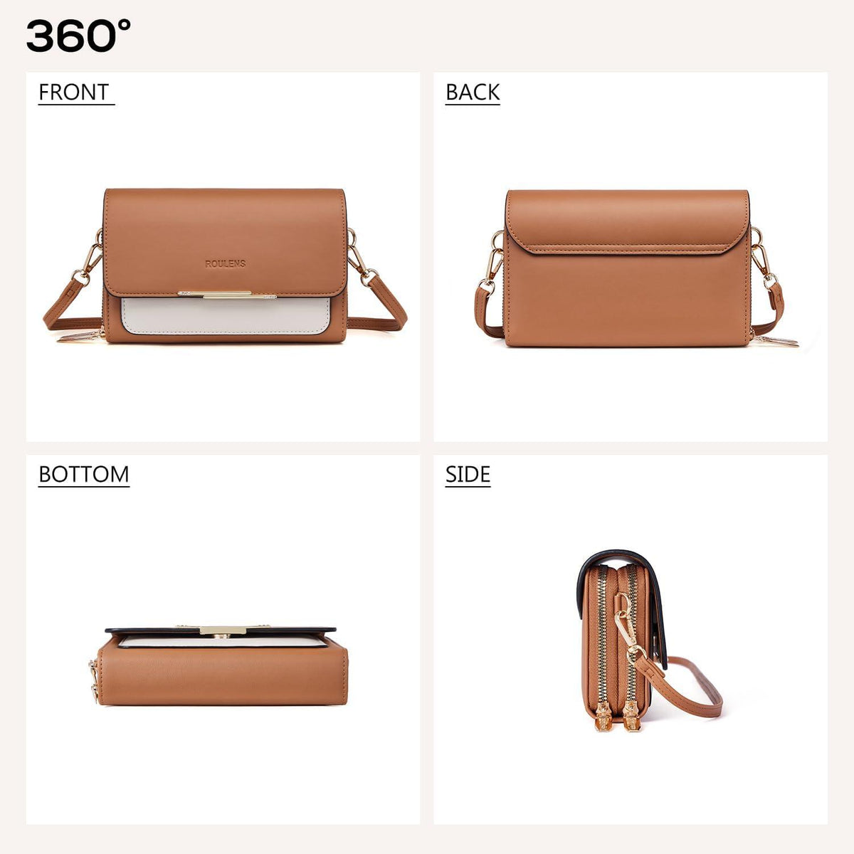 Kleine Damen Umhängetasche PU Leder Crossbody Reisepass Handytasche Schwarz