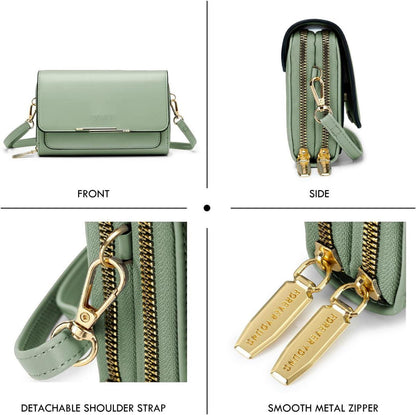 Kleine Damen Umhängetasche PU Leder Crossbody Schultertasche Grün A-see