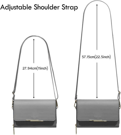 Damen PU Leder Umhängetasche Crossbody Schultertasche Hellgrau