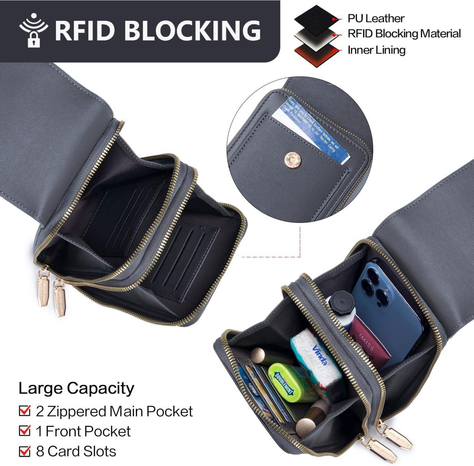 Kleine Damen 3 in 1 Handy Umhängetasche mit RFID Schwarz