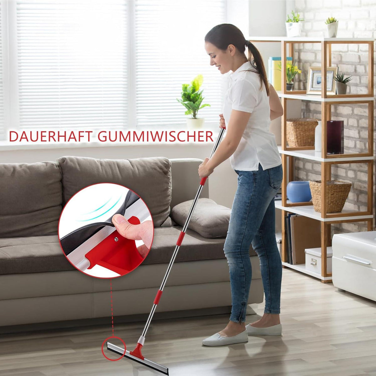 Mitclear 43cm Bodenwischer Verlängerter Stiel Gummiabzieher