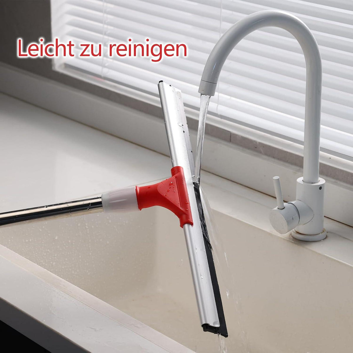 43cm Wasserschieber Bodenwischer mit Verlängertem Stiel Nasser Boden