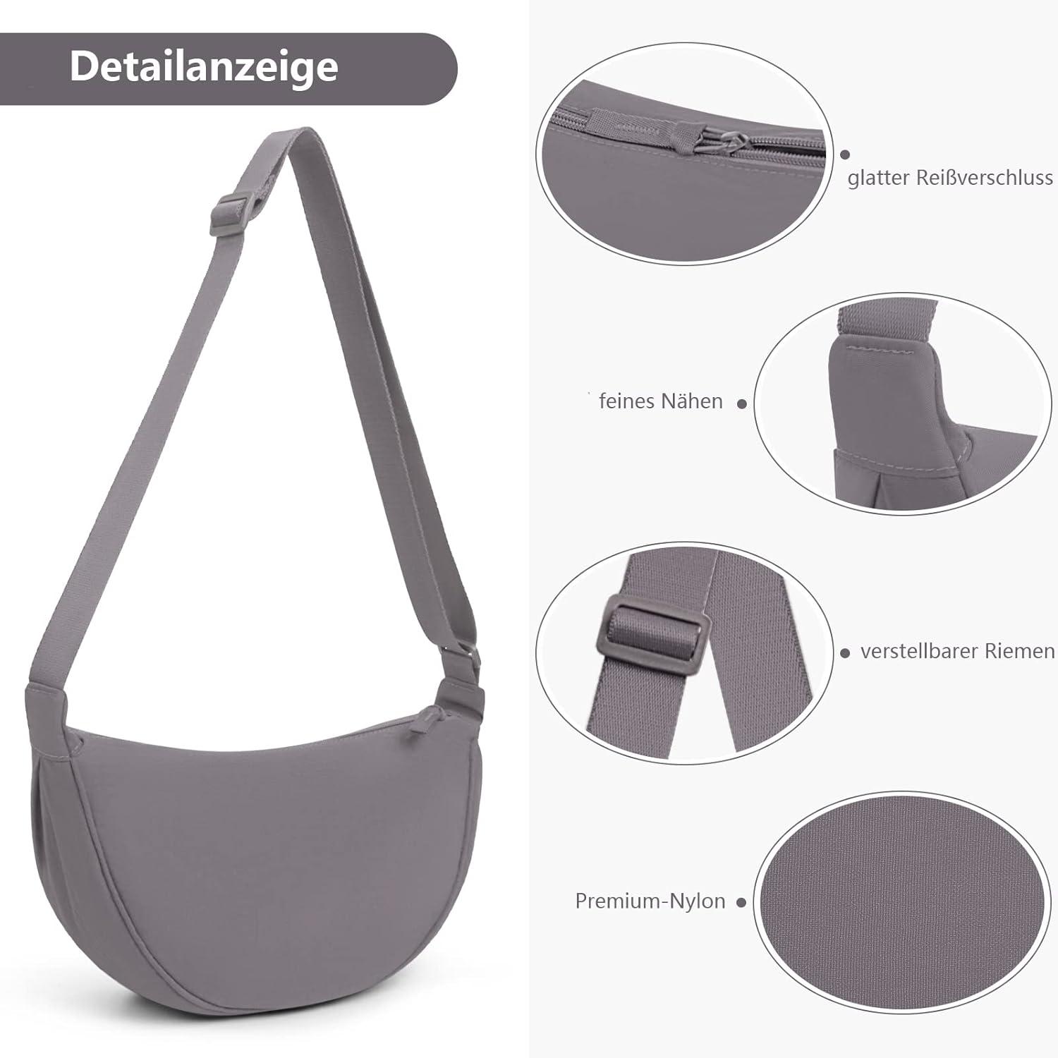 Halbmond Crossbody Schultertasche Damen Fashion Bag A-grau