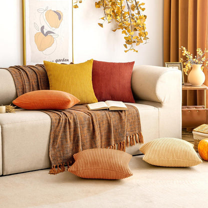 Weicher Kordsamt Kissenbezug 40x40 cm Karamell Sofa Deko