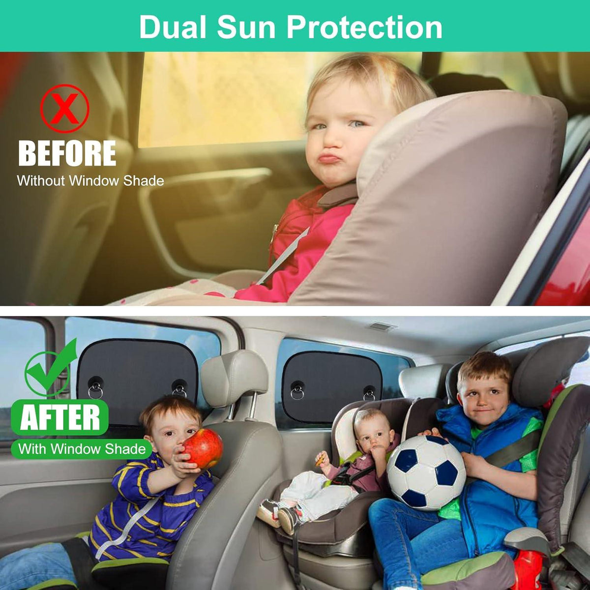 LEWONPO Sonnenblende Auto Baby, Sonnenschutz mit UV Schutz, Autofenster Sonnenschutz Kinder, 48 x 32.5 cm (2