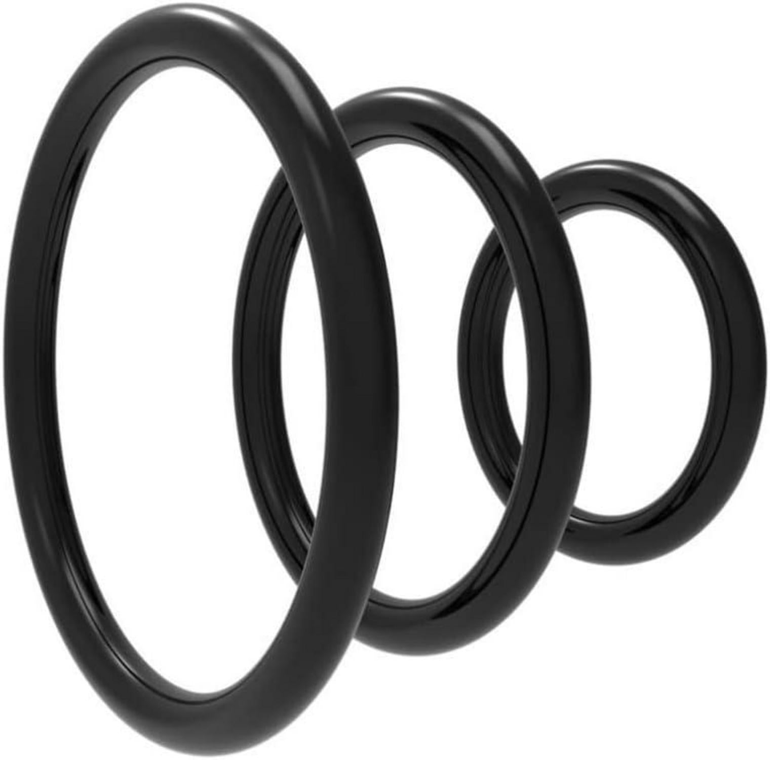 Penisring Set Weich Silikon 3 Größen Schwarz Cockring