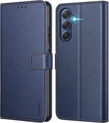 Samsung Galaxy M54 Handyhülle Leder Klapphülle Blau Magnetverschluss