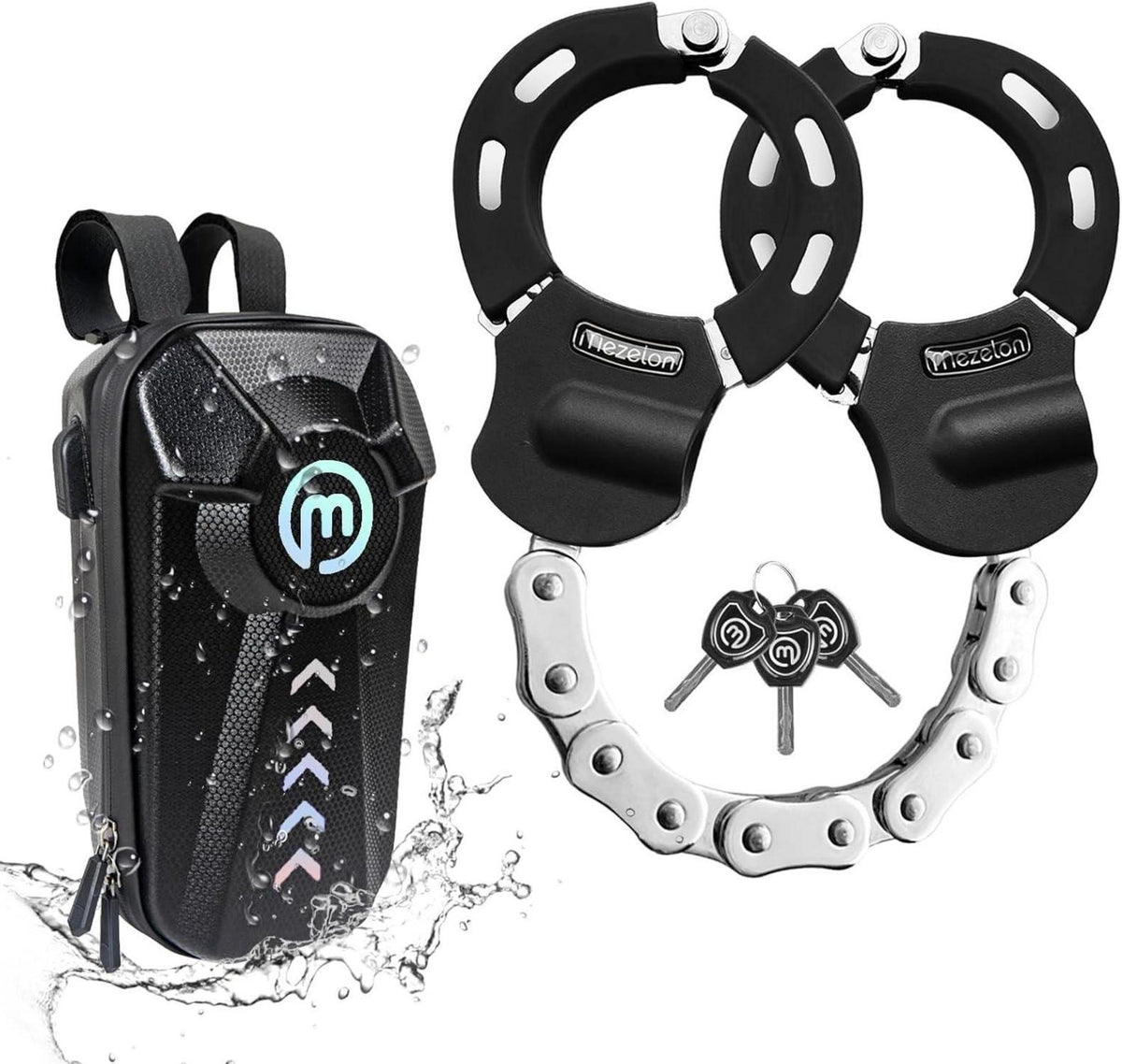 E-Scooter Schloss mit wasserdichter Tasche und Handschellenschloss