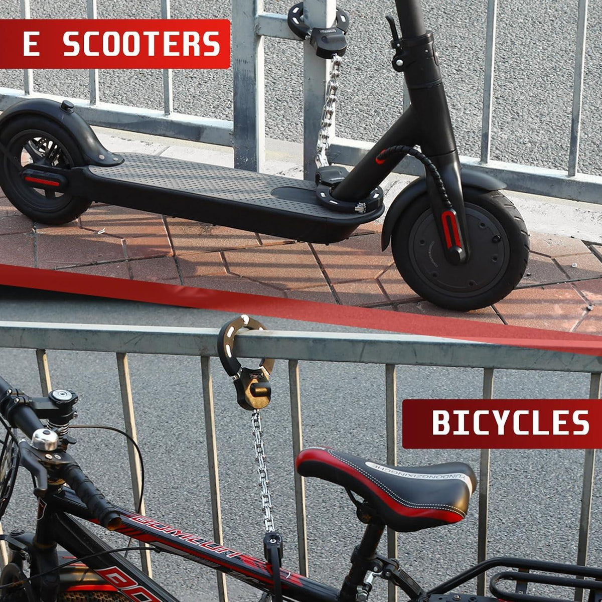 E-Scooter Schloss mit wasserdichter Tasche und Handschellenschloss