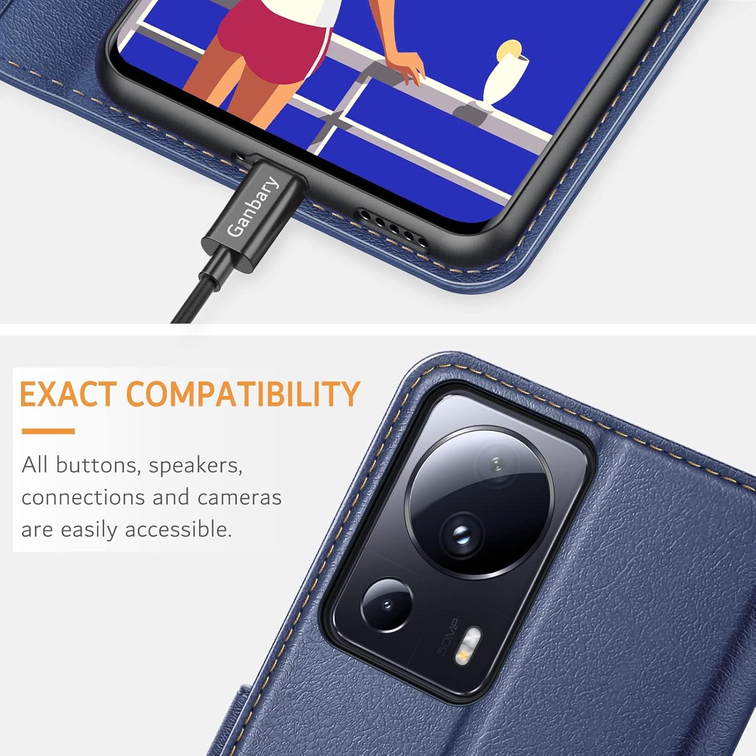 Handyhülle für Xiaomi 13 Lite Leder Klapphülle Blau mit Kartenschlitzen