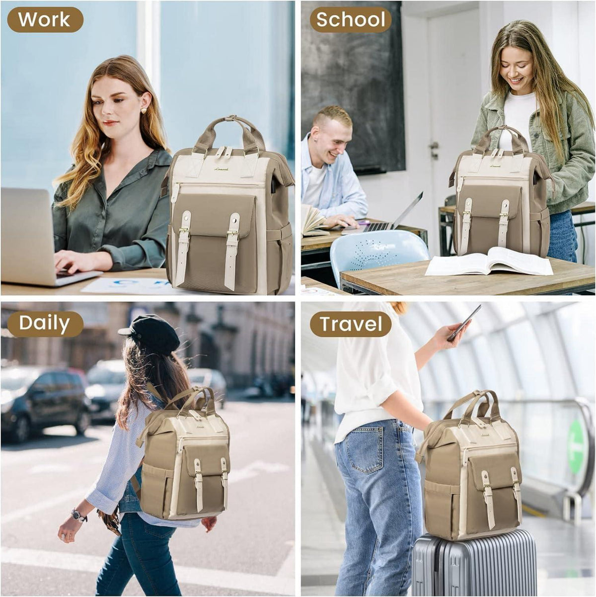 Damen Rucksack Groß 17 Zoll Laptop Schulrucksack Mädchen