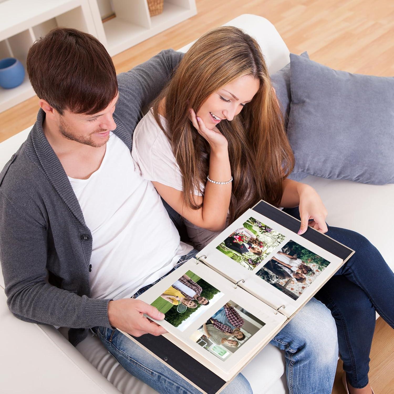 30er Pack Nachfüllseiten für Leinen Fotoalben Selbstklebend 26x18cm Blanko