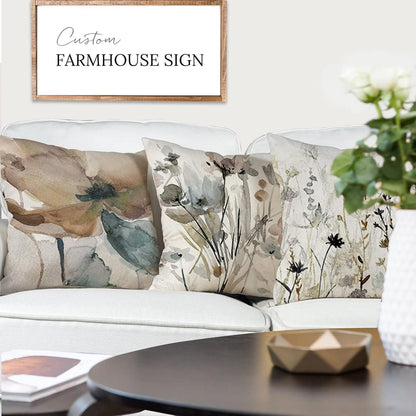 YCOLL Blumen Kissenbezug 40x40 4er Set Leinen Sofakissen Moderne Aquarellmalerei