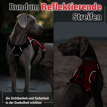 Ausbruchsicheres Hundegeschirr mit Griff, Rot M