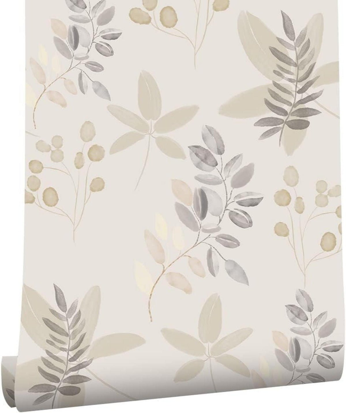 Selbstklebende Tapete Blumen Blätter Weiß Grau 0.4W x 10L m