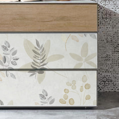 Selbstklebende Tapete Floral Blätter Weiß Grau PVC Vinyl 0.4W x 10L m