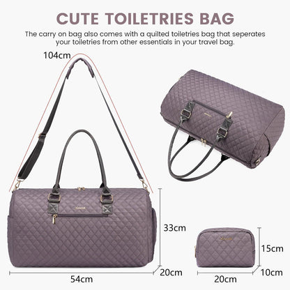 Sporttasche Damen Weekender Reisetasche Violett-grau
