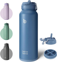 Isolierte Wasserflasche mit Strohhalm 1,2 l Blau
