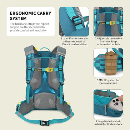 35L Wanderrucksack mit Trinksystem und Regenhülle