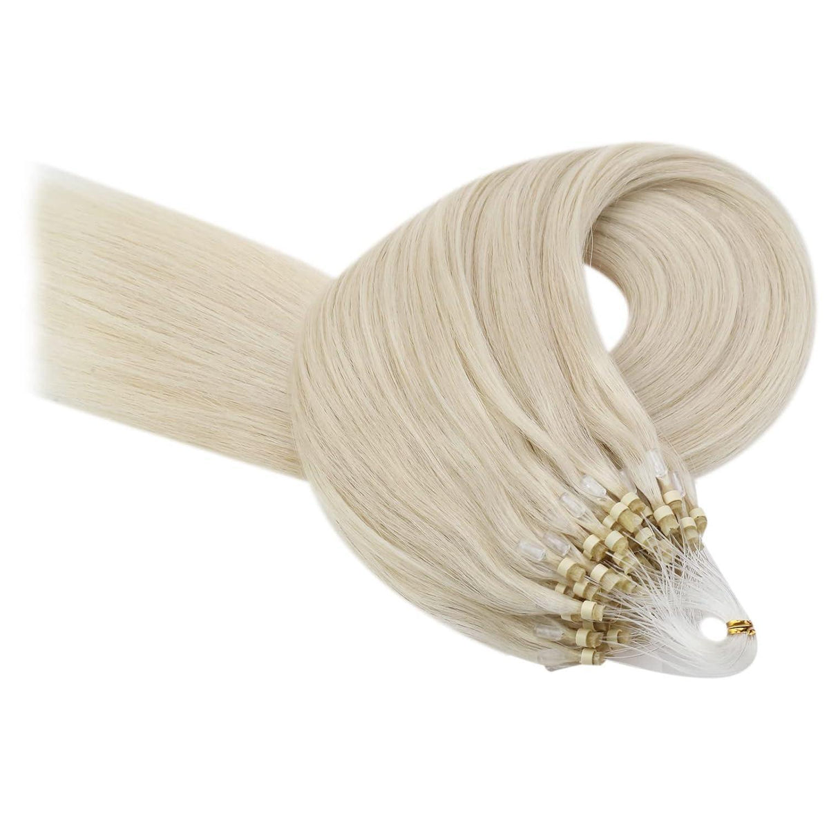 Echthaar Micro Ring Extensions Platinblond 60cm