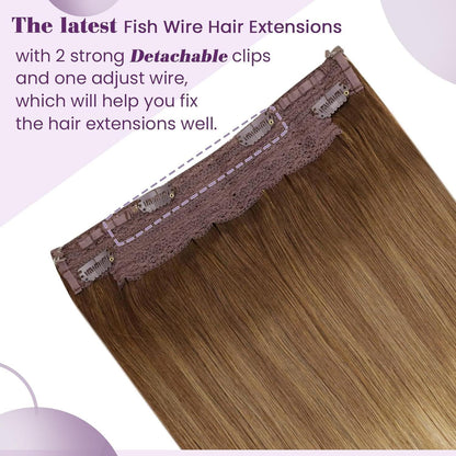 Echthaar-Draht Extensions Braun Ombre 40cm – Remy Echthaar