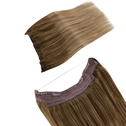 Echthaar-Draht Extensions Braun Ombre 40cm – Remy Echthaar