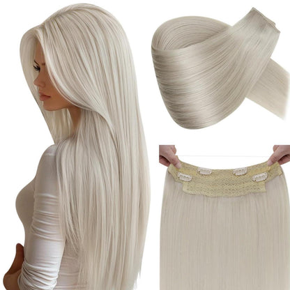 Blond Echthaar Verlängerung mit Unsichtbarem Draht – 35cm