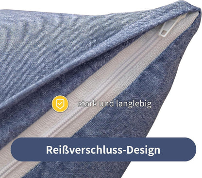 2er Set Kissenbezug 40x40 cm Navy Blau, 100% Baumwolle, Reißverschluss, Premium-Qualität