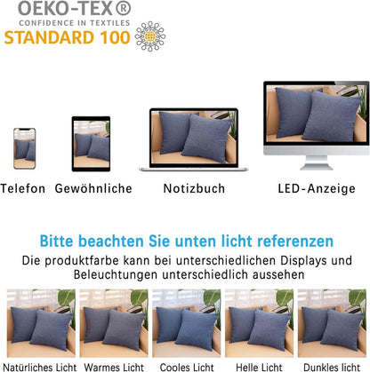2er Set Kissenbezug 40x40 cm Navy Blau Baumwolle Reißverschluss