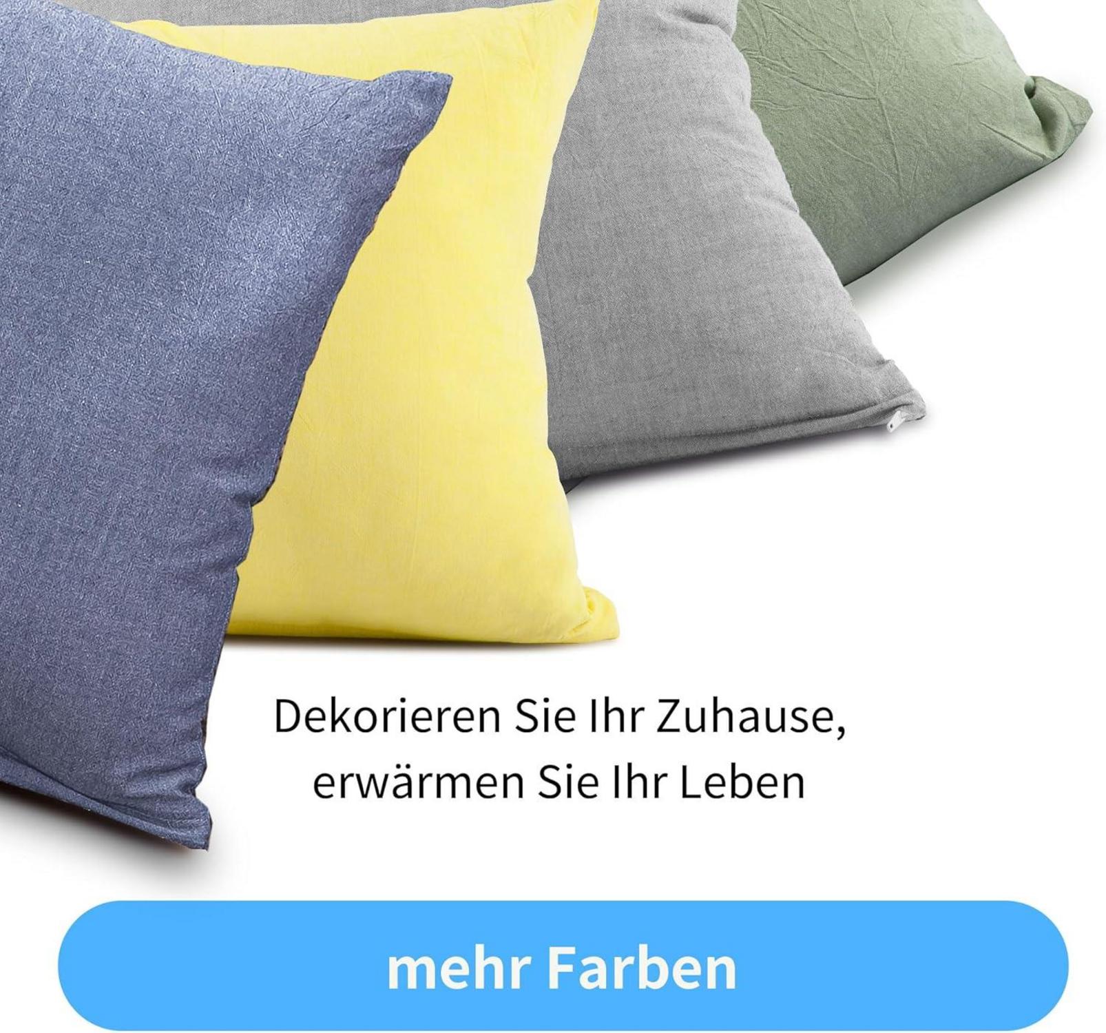 2er Set Kissenbezug 40x40 cm Navy Blau Baumwolle Reißverschluss