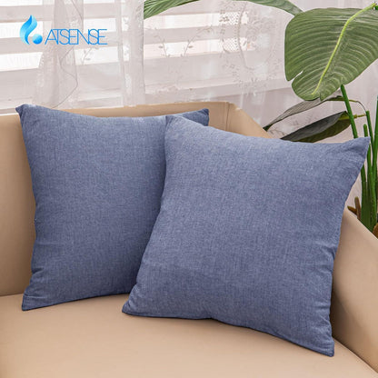 2er Set Kissenbezug 40x40 cm Navy Blau Baumwolle Reißverschluss