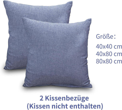 2er Set Kissenbezug 40x40 cm Navy Blau, 100% Baumwolle, Reißverschluss, Premium-Qualität