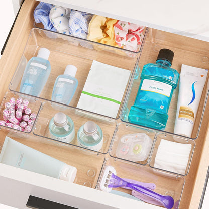 Schubladen Organizer Set transparent stapelbar rutschfest 44-teilig