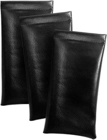 3er Set Schwarz Squeeze Soft Brillenetui aus weichem PU-Leder