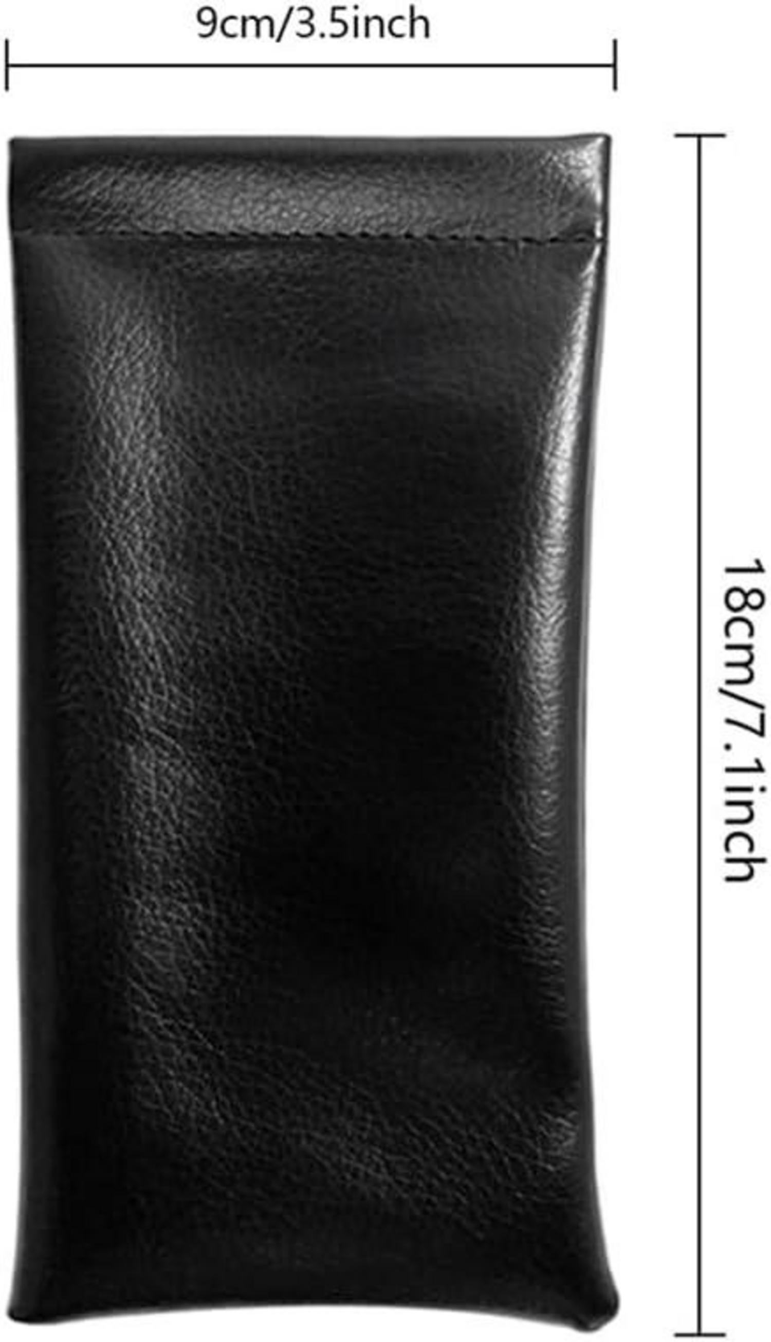3er Set Schwarze Weiche Brillenetuis aus PU Leder, 17cm x