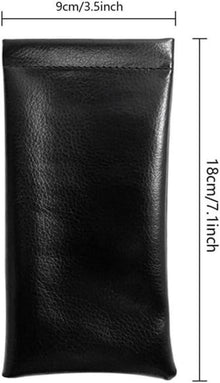 3er Set Schwarze Weiche Brillenetuis aus PU Leder, 17cm x