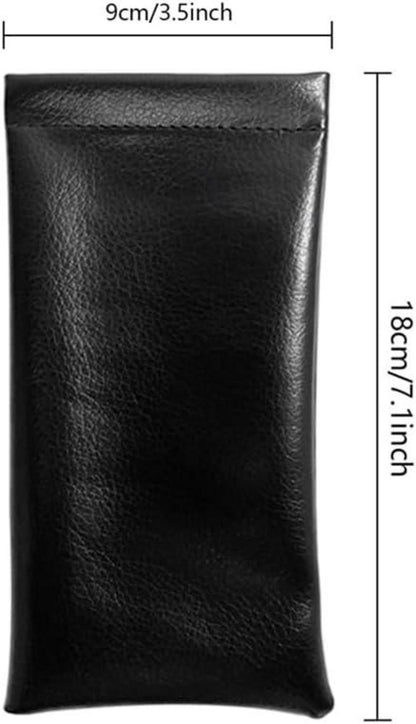 3er Set Schwarze Weiche Brillenetuis aus PU Leder, 17cm x