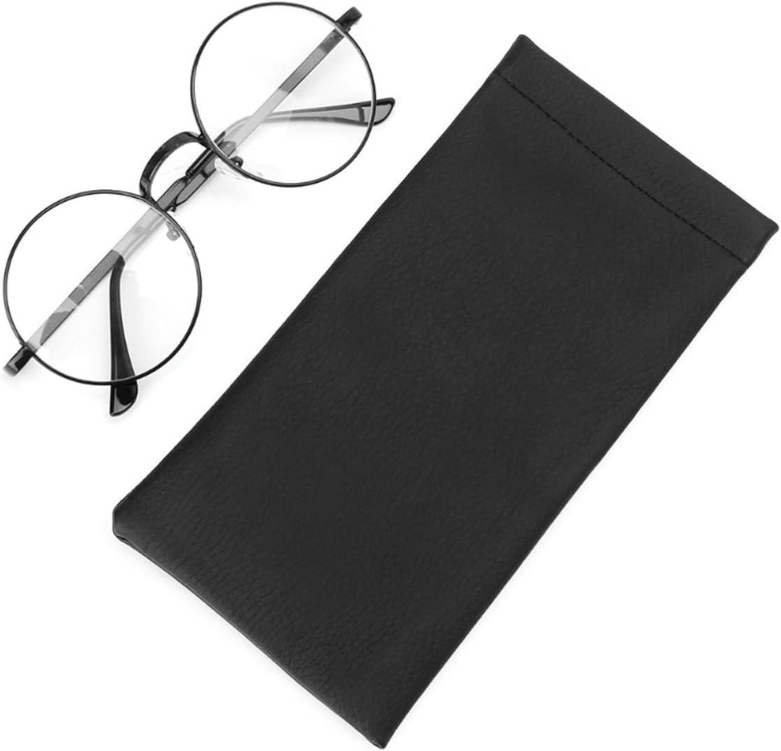 3er Set Weiche Brillenetuis aus PU Leder für Damen und Herren, Schwarz