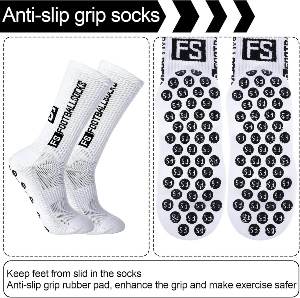 Sportsocken Fußball Anti Rutsch Grip 2 Paar 39-46 Bequem
