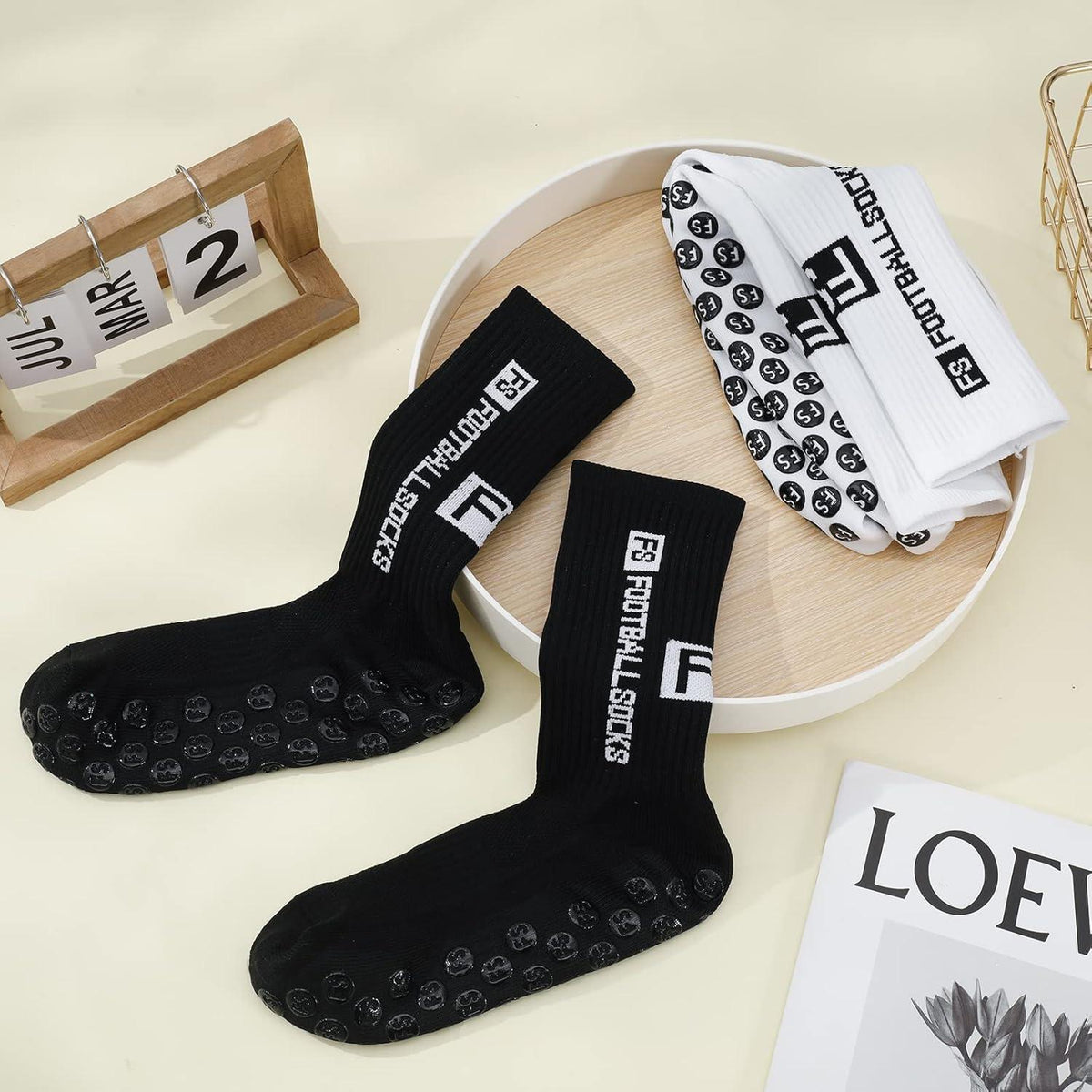 2 Paar Fußballsocken 39-46 Sport Anti Rutsch Grip Socken Herren Damen
