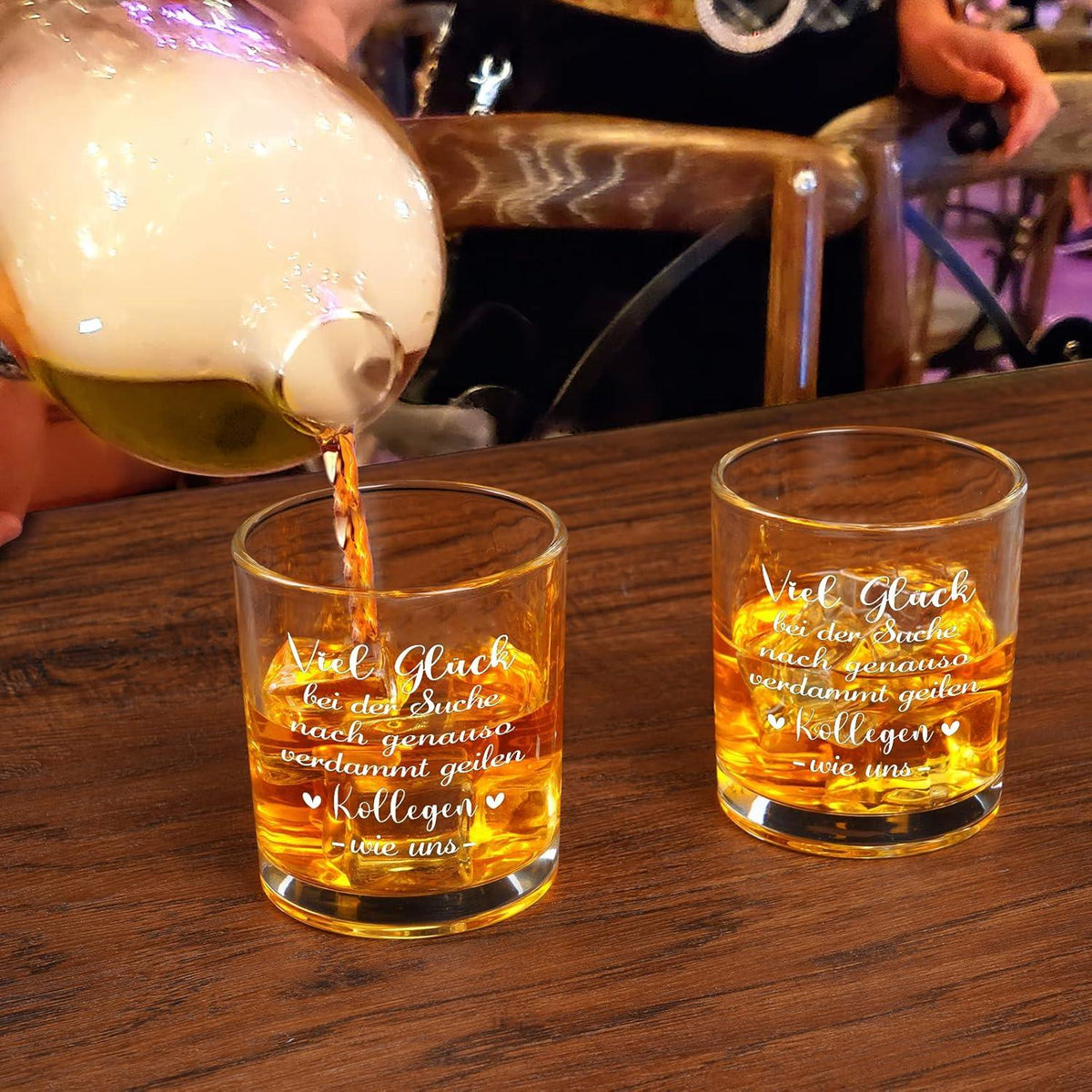 Abschiedsgeschenk Whiskeyglas für Kollegen 300ml - Viel Glück suchen geile Kollegen - Dankeschön Geschenk für Jobwechsel