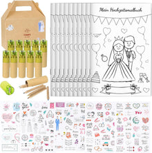 Kinder Hochzeitsmalbuch 10er Set mit Buntstiften & Aufklebern
